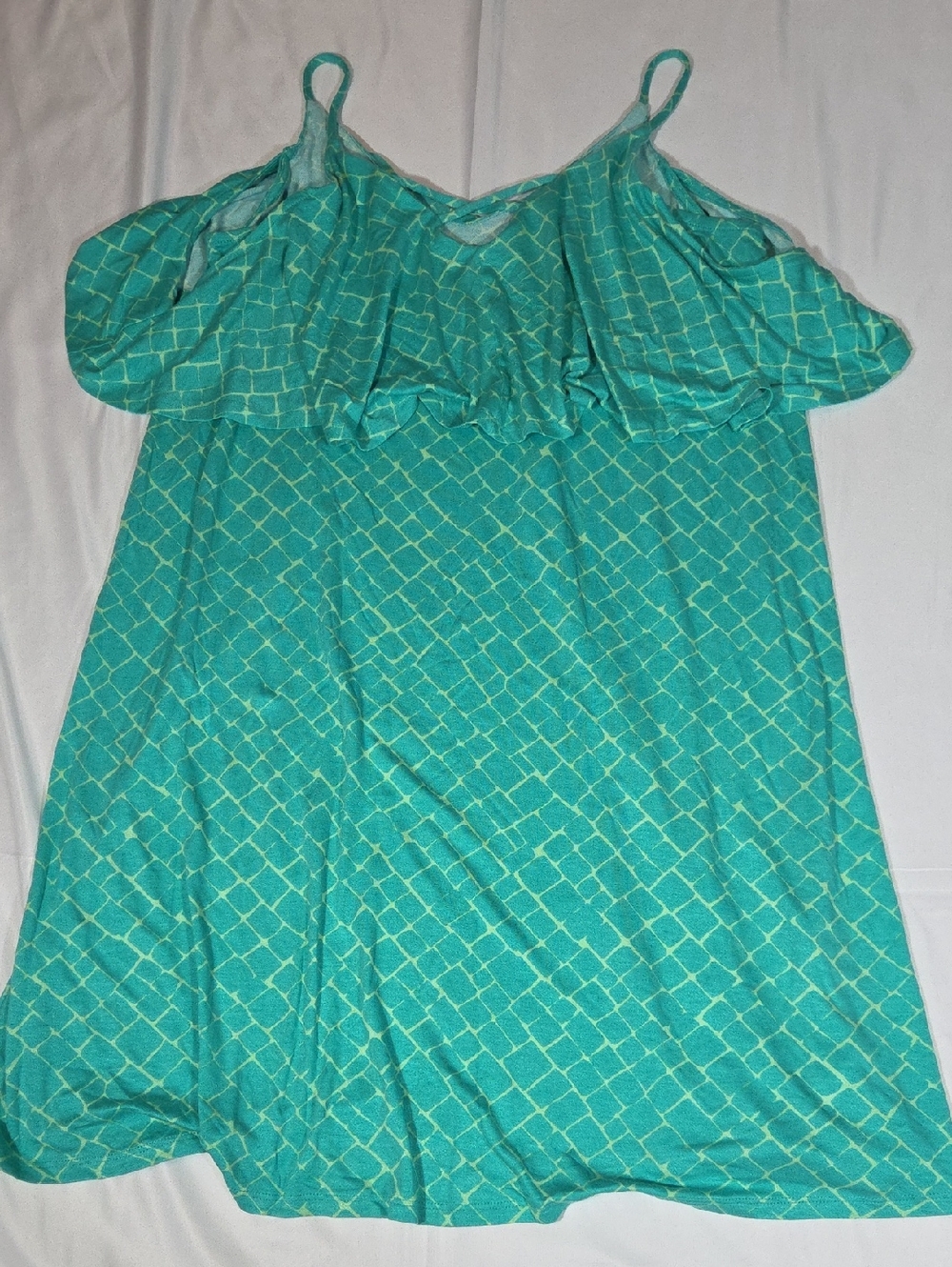 NWT Apt 9 Teal Pattern Spaghetti Strap Short Dress Size L